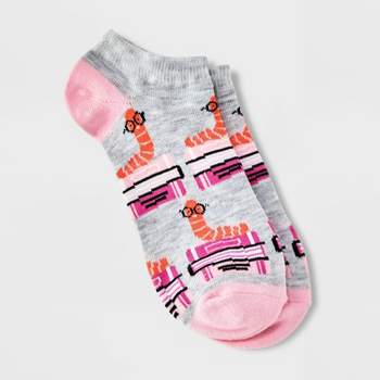 Women's Bookworm Low Cut Socks - Xhilaration™ Gray/Pink 4-10