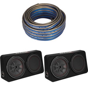 Kicker (2) 48TCWRT122 CompRT 12" subwoofer in thin profile enclosure, 2ohm with Speaker Wire Bundle - 1 of 4