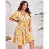 YESFASHION Women Plus Size V Neck Wrap Dress High Waisted Short Sleeves Casual Summer Midi Dress with Belt - 2 of 4