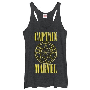 Women's Marvel Captain Marvel Stained Star Symbol Racerback Tank Top - 1 of 3