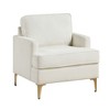 Chenille Fabric Upholstery Plywood Metal Modern Comfort Accent Chair with Foam Padding, Reversible Cushions, Removable Cover and Gold Finish Legs - 3 of 4