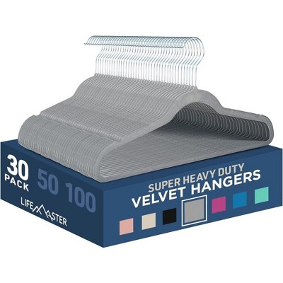 Gray Heavy Duty Velvet Non-Slip Hangers Pack of 30