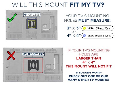 Black Low Profile Fixed TV Wall Mount for 13" to 27" Screens