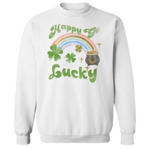 Rerun Island Men's Happy Go Long Sleeve Graphic Cotton Sweatshirt - 1 of 1