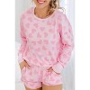 Pink Valentine Heart Shape Print Long Sleeve Top Shorts Lounge Set - 2 of 2