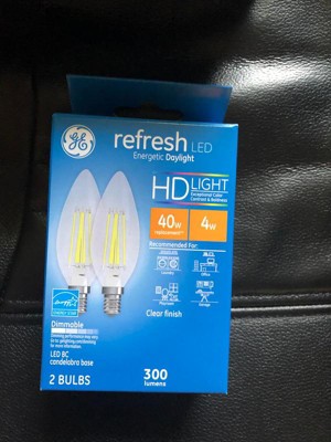 Ge 2pk 40w Refresh Led Decorative Light Bulbs Daylight Clear: E12 ...