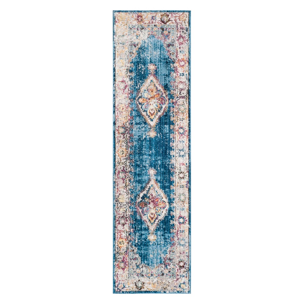 2'3inx8' Lynn Medallion Loomed Accent Rug Blue/Ivory - Safavieh