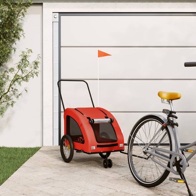 vidaXL Pet Bike Trailer Orange and Gray Oxford Fabric and Iron 26.8" x 53.9" x 28.3"