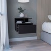 TIRAMISUBEST Smokey Oak Floating Nightstand with 12"H, Drawer, and 2-Tier Shelf, Buffet Cabinet for Bedrooms - 2 of 4