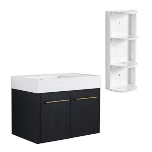 SEVOBAL Bathroom Storage Cabinets Floating Vanity With Thick Edge Left Resin Sink And Storage Rack for Modern Homes, Black, 29.5"*18.1"*22.4" - 1 of 4