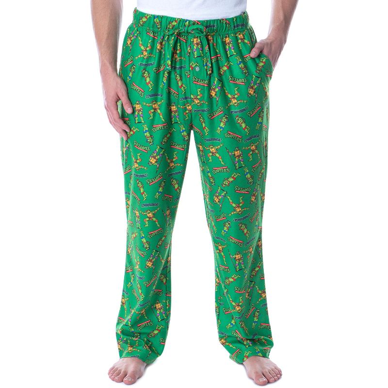 Nickelodeon Men's Teenage Mutant Ninja Turtles TMNT Loungewear Pajama Pants Green, 1 of 6