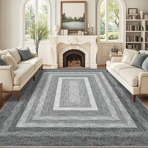 Area Rugs for Living Room Large Soft Washable Rug Cottage Rustic Braided Print Floor Cover Non Slip Non Shedding Stain - 1 of 4