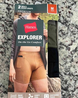 Hanes Premium Men s Explorer Boxer Briefs 2pk Black green L Target