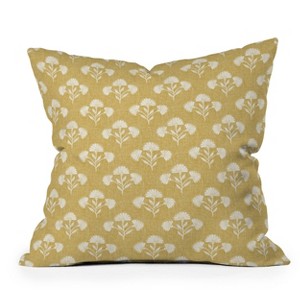 16"x16" Tanya Brown Suri Floral Square Throw Pillow Yellow - Deny Designs: Indoor Decorative Cushion, Removable Cover - 1 of 4