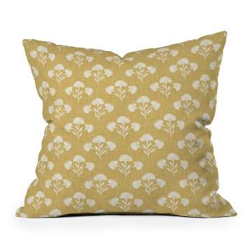 16"x16" Tanya Brown Suri Floral Square Throw Pillow Yellow - Deny Designs