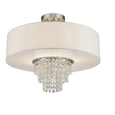 Elegant Brushed Nickel 4-Light Semi-Flush Mount with Crystal Accents