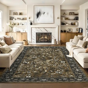 Area Rugs Living Room Rug Non Slip Washable Rug Modern Botanical Print Low Pile Non-Shedding Floor Cover Foldable Thin Accent Carpet for Bedroom Dorm - 1 of 4
