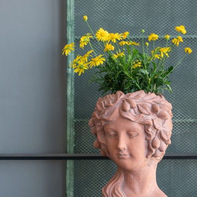 VisioGear Head Bust Planter, Indoor Outdoor Home Garden Decor, Modern Design for Indoor and Outdoor Spaces, Brown, 7.9"*8.9"*11.6"