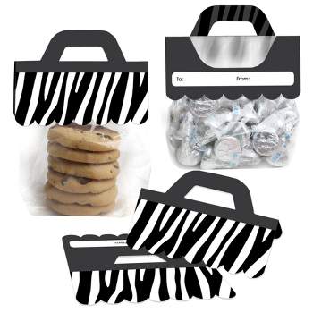 Big Dot of Happiness Zebra Print - DIY Safari Party Clear Goodie Favor Bag Labels - Candy Bags with Toppers - Set of 24