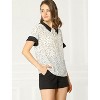 Allegra K Women's Contrast Doll Collar Polka Dots Short Sleeves Blouse - 4 of 4