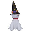 Gemmy Airblown Inflatable White Cat w/Oversize Witch Hat, 4 ft Tall, Multi - 4 of 4