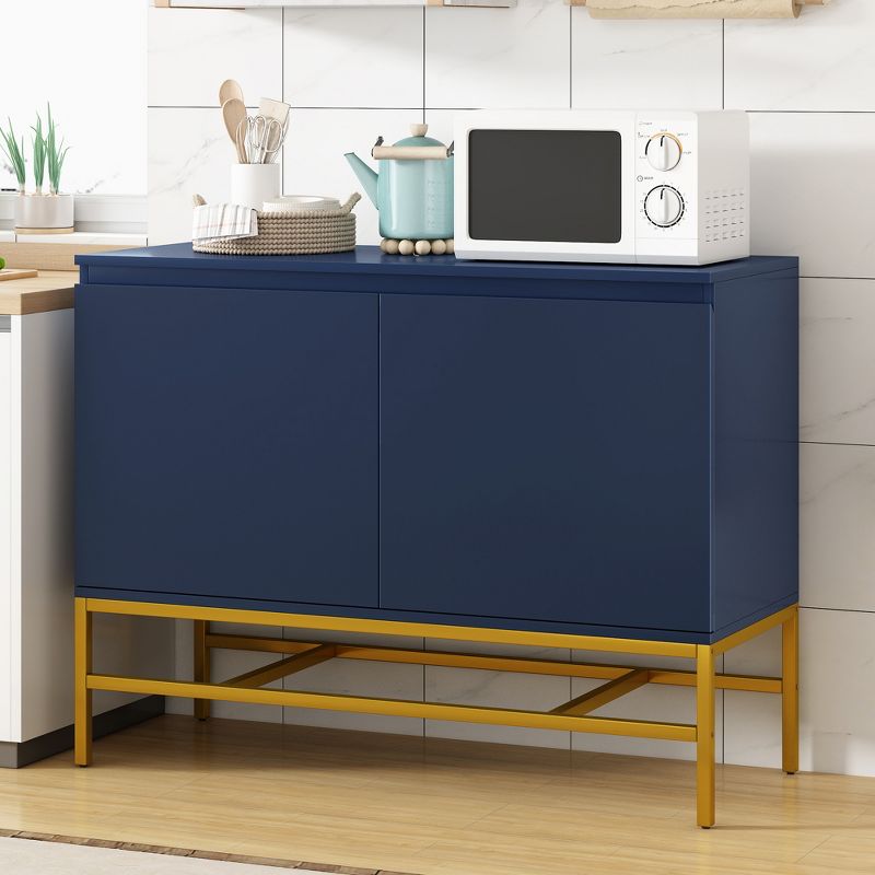39.4" Minimalist Sideboard Cabinet with Two Doors and Gold Metal Legs-ModernLuxe, 1 of 14