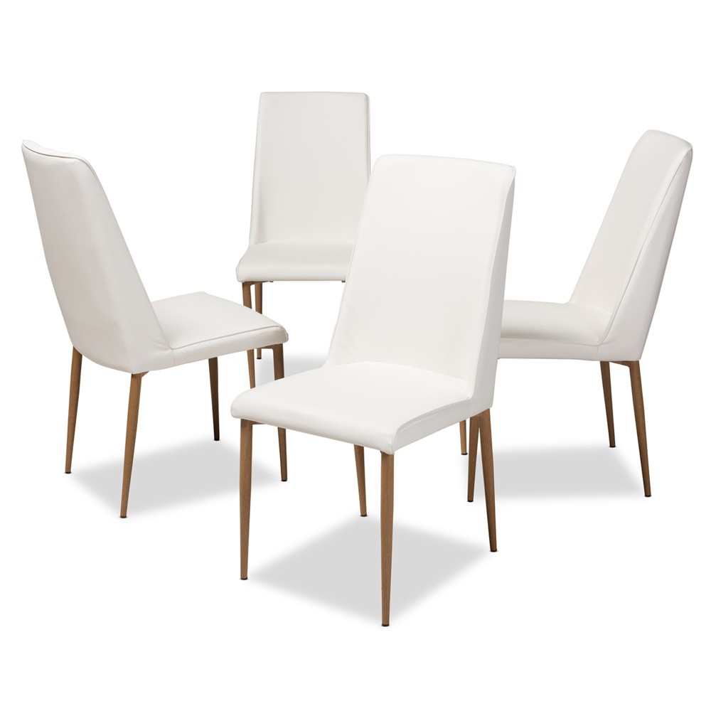 Photos - Dining Table Set of 4 Chandelle Modern and Contemporary Faux Leather Upholstered Dining Chairs White - Baxton Studio