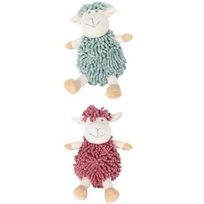 REGALWOVEN Cute Sheep Chenille Soft Absorbent Quick Drying Fuzzy Ball Hand Towel 9" x 13" 2 Pcs