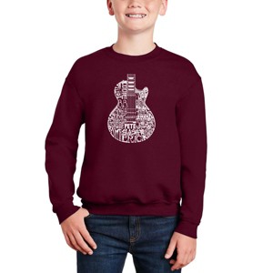 LA Pop Art Rock Guitar Head - Boy's Word Art Crewneck Sweatshirt - 1 of 3