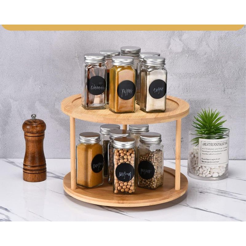 2 Lb. Depot 25.5" x 17.8" Bamboo Turntable Lazy Susan Rotating Spice Rack - 2 Tier, 3 of 4