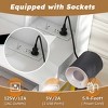 AENKYO Makeup Vanity with 3 Adjustable LED Lights, Power Outlet & Metal Chair, Dressing Table with 2 Drawers for Bedroom, Round Mirror - White/Brown - 3 of 4