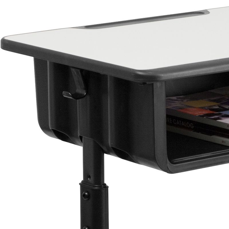 Flash Furniture Student Desk with Grey Top and Adjustable Height Black Pedestal Frame, 6 of 13