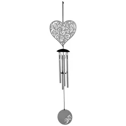 Woodstock Chimes Signature Collection, Woodstock Flourish Chime, 18'' Heart Silver Wind Chime FLHE