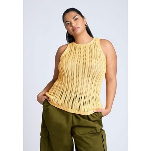 ELOQUII Women's Plus Size Crochet Knitted Tank - 1 of 4