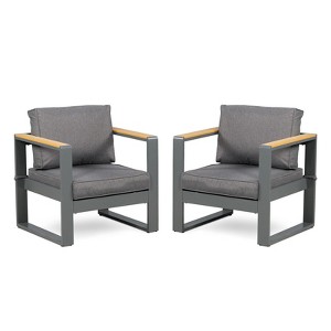 Aoodor Outdoor Aluminum Patio Furniture Sofa,  All-Weather Metal Outdoor Sofa Chairs with Washable Thick Cushion for Garden, Patio, Balcony and Proch - 1 of 4