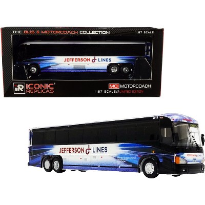 MCI D4505 Motorcoach Bus "Jefferson Lines" Blue and White 1/87 (HO) Diecast Model by Iconic Replicas