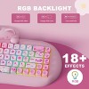MaseiKar C68 Wireless Mechanical Keyboard, 65% Gaming Keyboard Hot Swap,BT5.0/2.4G/Wired, RGB Backlit,Silicone Ergonomic (Caramel Coffee Switch,Pink) - 2 of 4
