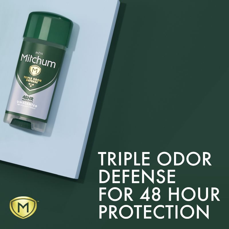 Mitchum Men&#39;s Antiperspirant &#38; Deodorant Triple Odor Defense Gel Stick, 48 Hr Protection, Unscented - Unscented - 3.4oz/2pk, 4 of 12