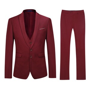 Cloudstyle Men's 3-Piece 2 Buttons Slim Fit Solid Color Jacket Smart Wedding Formal Suit - 1 of 4