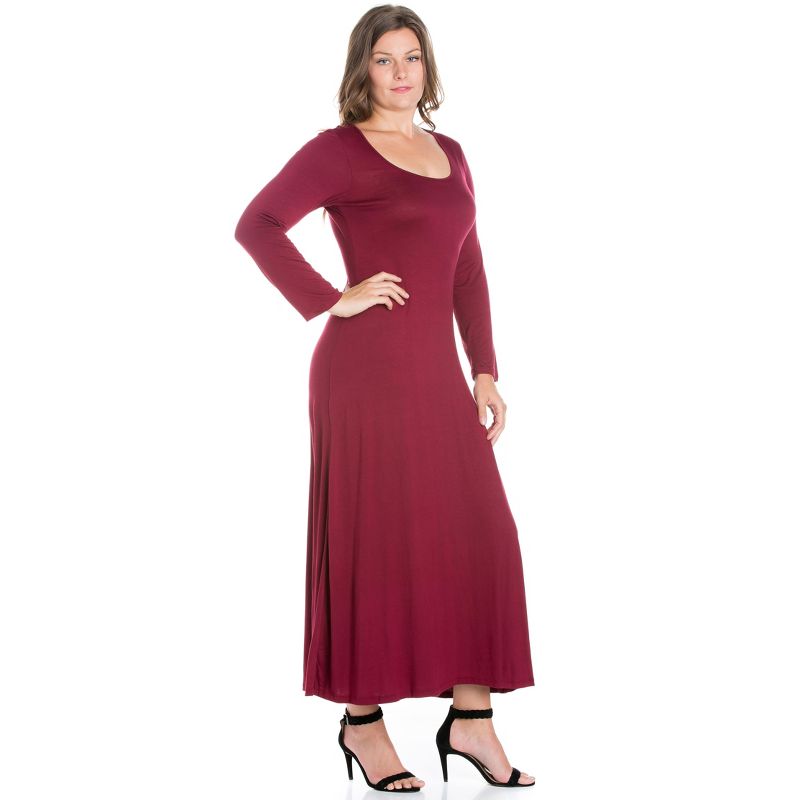 24seven Comfort Apparel Womens Long Sleeve Plus Size Maxi Dress, 2 of 5