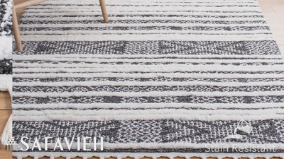 Braided Diamond Black Synthetic Round Shag Rug 3' x 5'