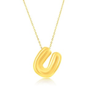 Bella Silver Sterling Silver, Bubble Initial Necklace - Gold Plated - 1 of 2
