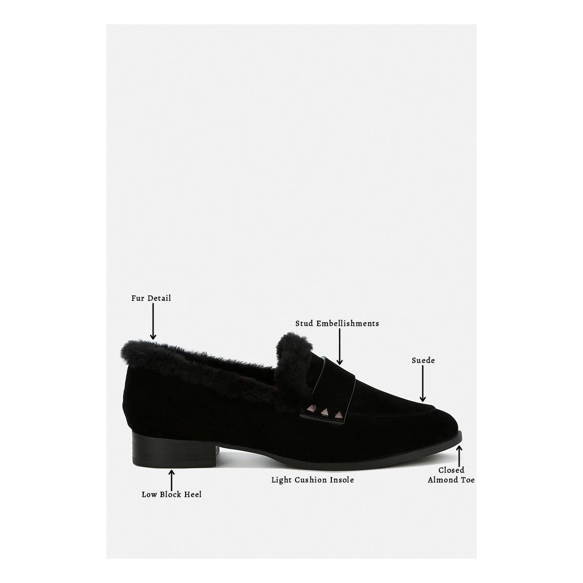 Женские туфли Rag & Co Womens Allie Fur Trim Suede Loafers 8 — фото 6