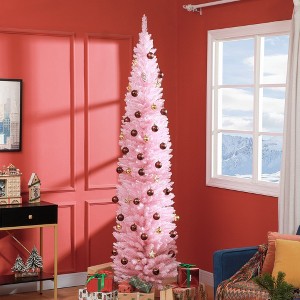 Whisen 6FT Prelit Pencil Artificial Christmas Tree with 170 LED Lights and 429 Branch Tips, Metal Stand - 1 of 4