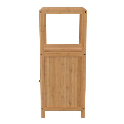 Natural Bamboo 1-Door Storage Cabinet with Shelves