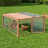 Folding Chicken Coop Run Rabbit Hutch, Portable Wooden Chicken Cage Pens with Top & Side Opening Doors, Small Animal Poultry Pet Cage - 2 of 4