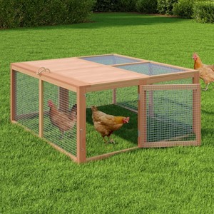 Folding Chicken Coop Run Rabbit Hutch, Portable Wooden Chicken Cage Pens with Top&Side Opening Doors,Small Animal Poultry Pet Cage for Outdoor,Indoor - 1 of 4