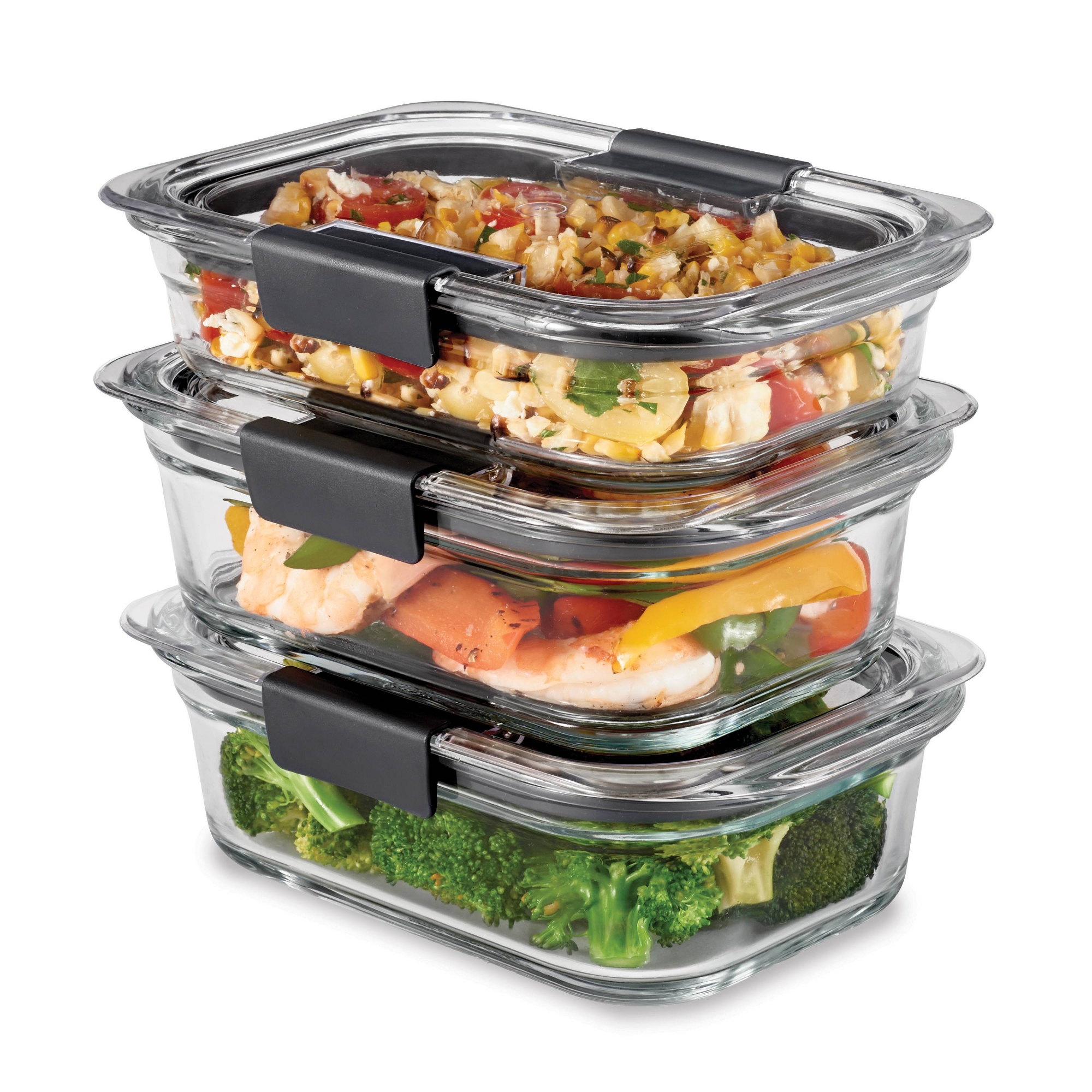 Rubbermaid (set of 3) Brilliance Glass Food Storage Containers