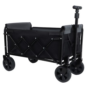 NAYSAYE Wagons Convertible Folding Camping Cart with Bench Seat and Dog Tether for Outdoor Fun, Black and Gray, 29.5"*17.9"*38.6" - 1 of 4