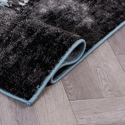 Blue and Gray Abstract 8' x 10' Synthetic Area Rug